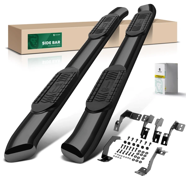 6 Inch Black Steel Oval Bent End Side Step Bars for 2005-2023 Toyota Tacoma