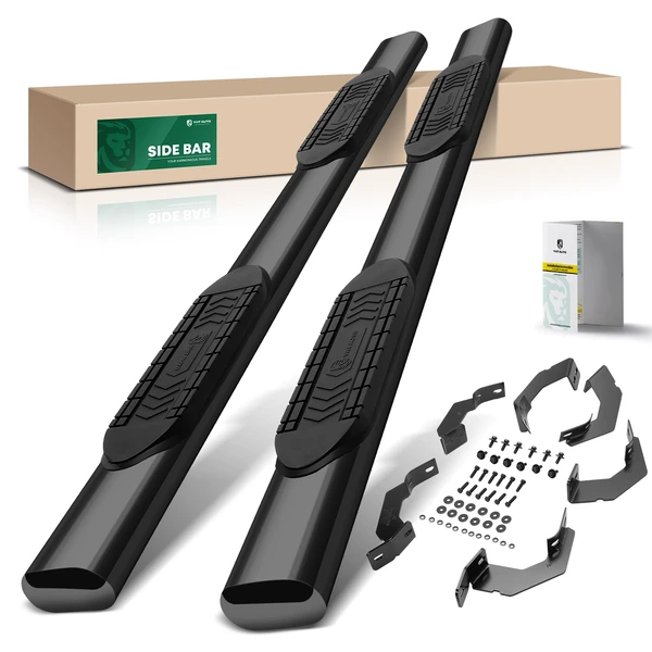 6 Inch Black Steel Oval Straight Side Steps Bars for 2005-2023 Toyota Tacoma