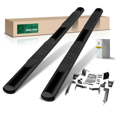 4 Inch Black Steel Oval Straight Side Step Bars
