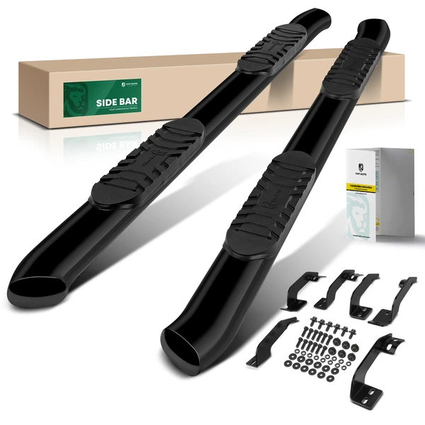 5 Inch Black Steel Oval Bent End Side Step Bars for Toyota Tundra 2007-2021 Extended Cab