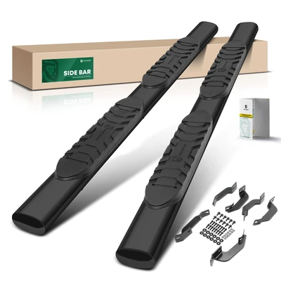 5 Inch Black Steel Oval Straight Side Step Bars