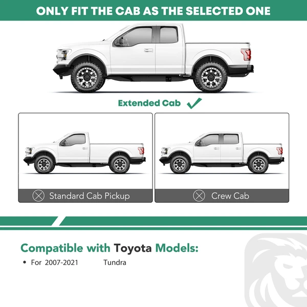 5 Inch Black Steel Oval Straight Side Step Bars for 2007-2021 Toyota Tundra