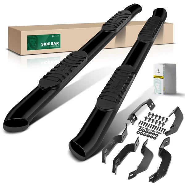 5 Inch Black Steel Oval Bent End Side Step Bars for 2007-2021 Toyota Tundra