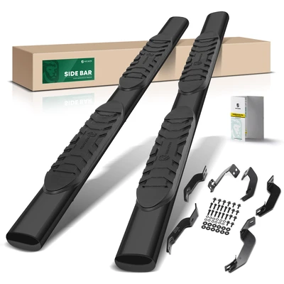 5 Inch Black Steel Oval Straight Side Step Bars