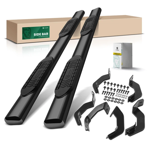 6 Inch Black Steel Oval Side Step Nerf Bars for 2007-2021 Toyota Tundra