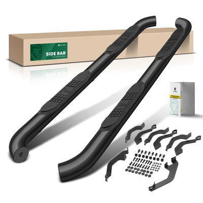 3 Inch Black Steel Round Side Step Bars