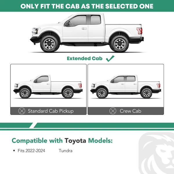 3 Inch Black Steel Round Side Step Bars for 2022-2024 Toyota Tundra