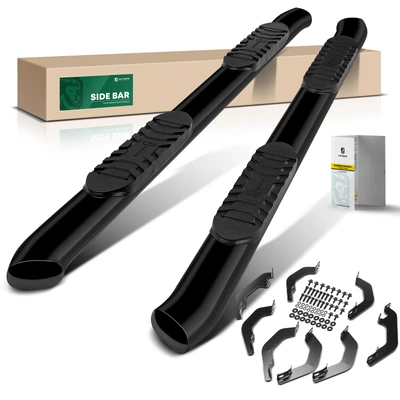 5 Inch Black Steel Oval Bent End Side Step Bars