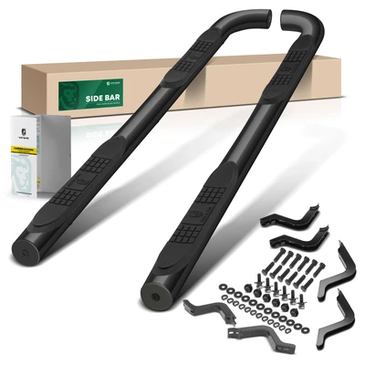 3 Inch Black Steel Round Side Step Bars