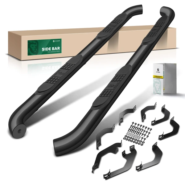 3 Inch Black Steel Round Side Step Bars for 2022-2024 Toyota Tundra