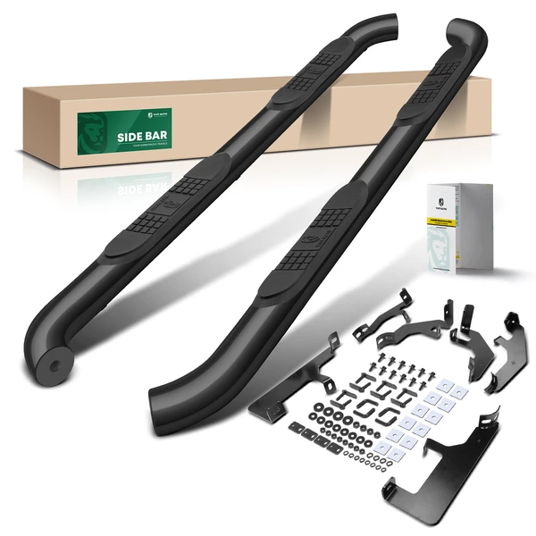 3 Inch Black Steel Round Side Step Bars for 2019-2023 Toyota RAV4