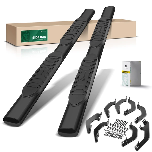 5 Inch Black Steel Oval Straight Side Step Bars for 2022-2024 Toyota Tundra