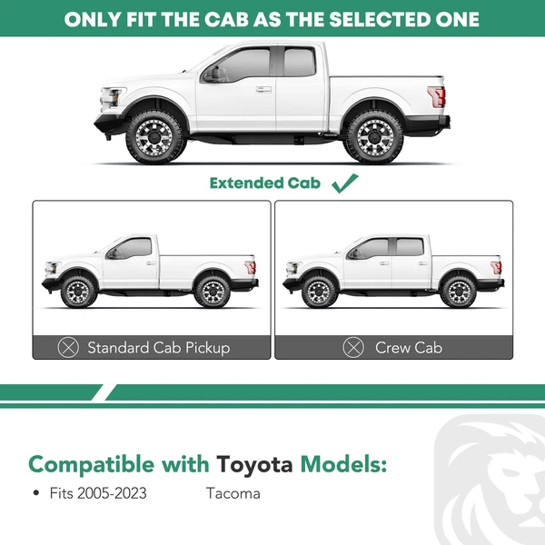 4.25 Inch Black Steel Side Step Bars for 2005-2023 Toyota Tacoma