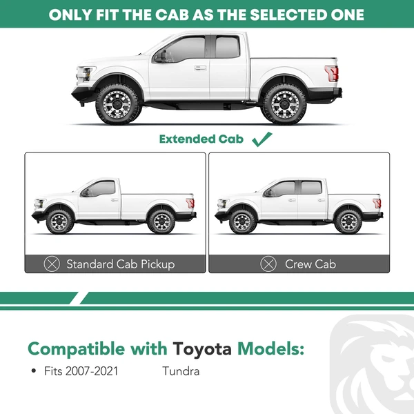 4.25 Inch Black Steel Side Step Bars for 2007-2021 Toyota Tundra