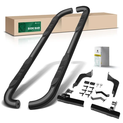 3 Inch Black Steel Round Side Step Bars