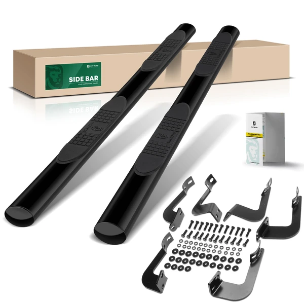 4 Inch Black Steel Oval Straight Side Step Bars for 2008-2022 Toyota Sequoia