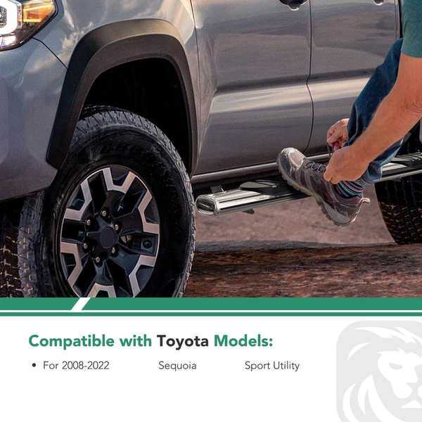 4 Inch Black Steel Oval Straight Side Step Bars for 2008-2022 Toyota Sequoia