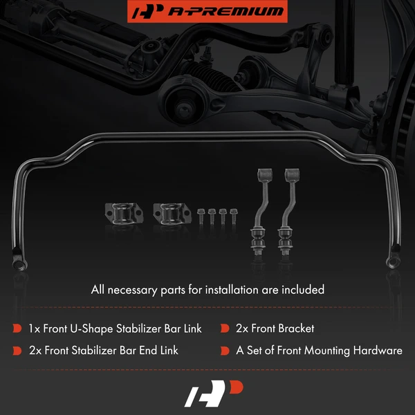 Front Suspension Sway Bar with Bushing Kit for Jeep Cherokee 87-01 Comanche 26mm