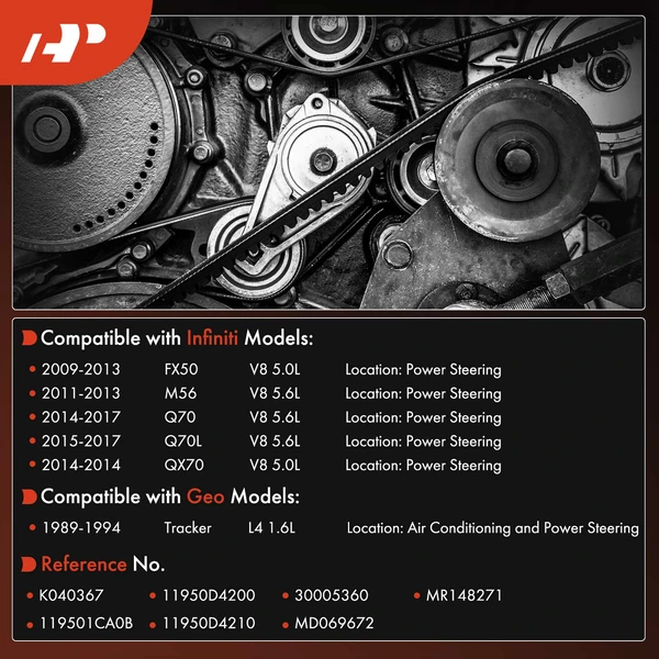 36.74 inch Serpentine Belt for Infiniti Q70 2014-2017 Q70L QX70 FX50 M56 Geo Tracker