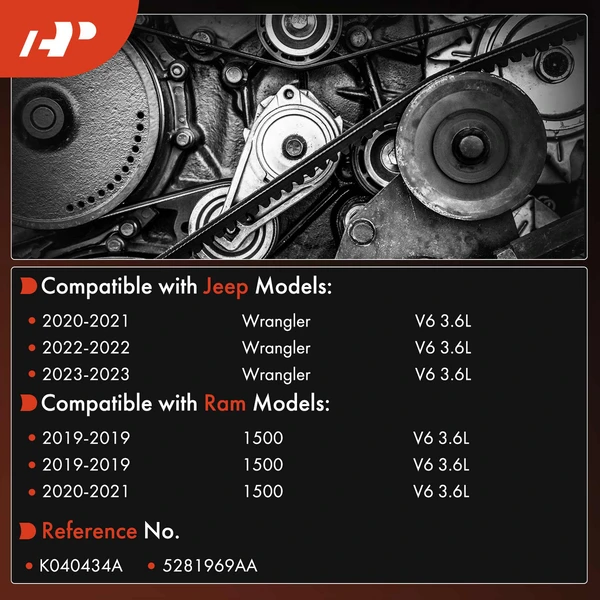 43.46 inch Air Conditioning Serpentine Belt for Ram 1500 Jeep JL Wrangler V6 3.6L