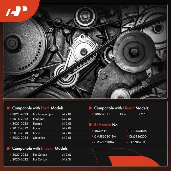 51.22 inch Serpentine Belt for Ford Escape 2023 Focus 2012-2018 Nissan Altima Lincoln