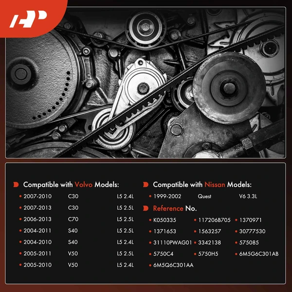 33.46 inch Serpentine Belt for Nissan Quest 1999-2002 Volvo C30 2007-2013 C70 S40