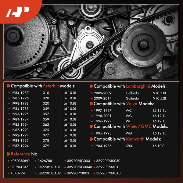 38.14 inch Heavy Duty Serpentine Belt for Kenworth L700 Peterbilt Volvo Lamborghini