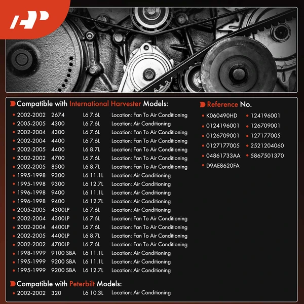 48.97 inch Heavy Duty Serpentine Belt for Peterbilt 320 International Harvester