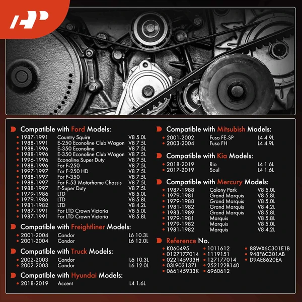 49.61 inch Serpentine Belt for Ford F-250 F-350 Hyundai Accent LTD Kia Soul Rio