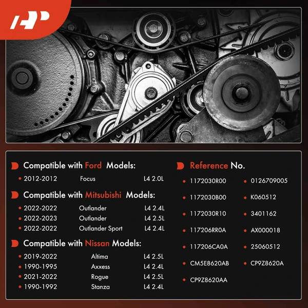 51.22 inch Serpentine Belt for Nissan Altima Rogue Ford Focus Mitsubishi Outlander