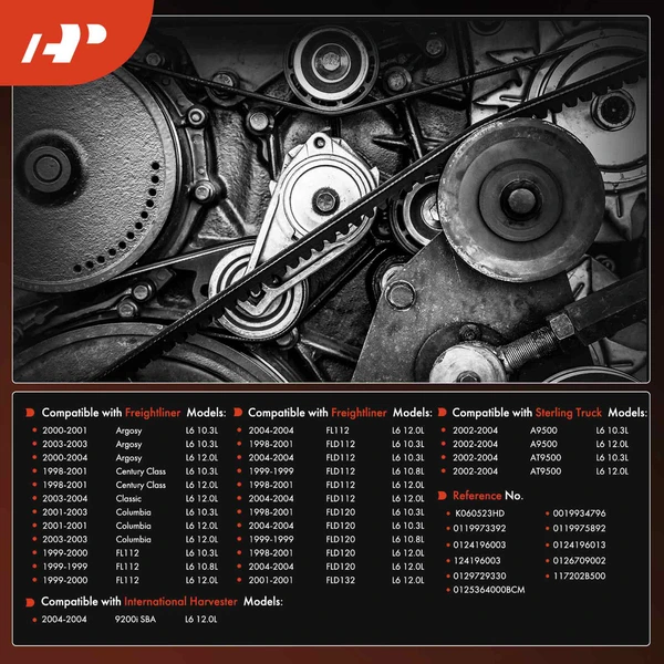 52.27 inch Heavy Duty Serpentine Belt for Freightliner International Sterling Truck