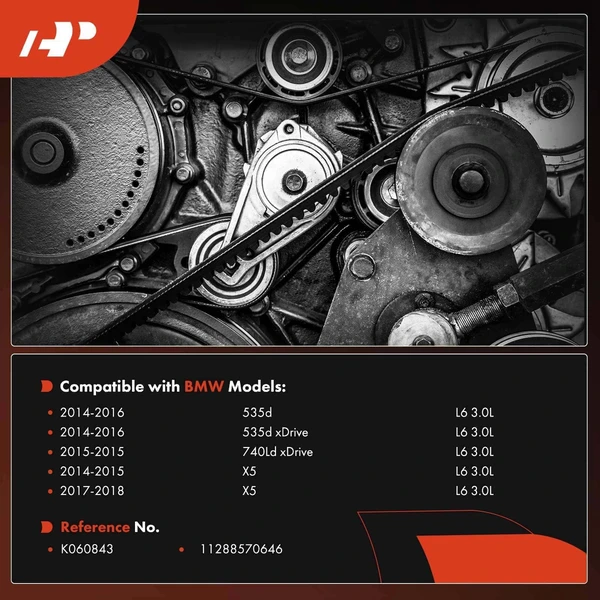 84.37 inch Serpentine Belt for BMW F02 F10 F15 535d 535d xDrive 740Ld xDrive X5 3.0L