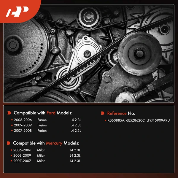 88.5 inch Serpentine Belt for Ford Fusion Mercury Milan 06-09 L4 2.3L Manual Trans