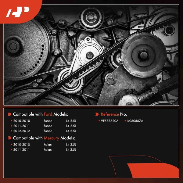 86.65 inch Serpentine Belt for Ford Fusion 2010-2012 Mercury Milan 2010-2011 2.5L