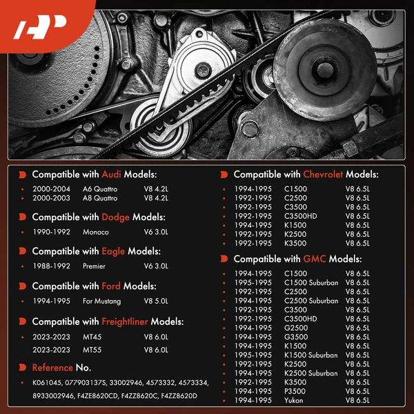 104.4 inch Serpentine Belt for Ford Mustang GMC Yukon Audi A6 Quattro Chevy Dodge
