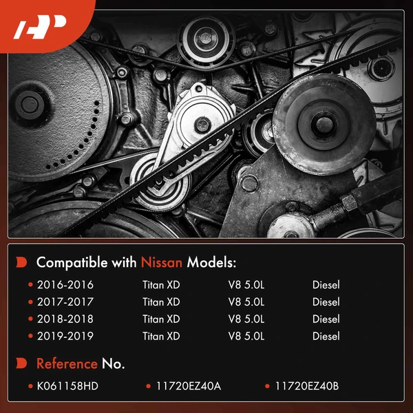 115.85 inch Heavy Duty Serpentine Belt for Nissan TITAN XD 2016-2019 5.0L Diesel