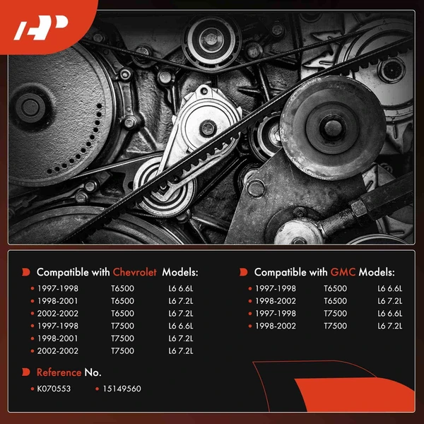 55.28 inch Fan and Alternator Serpentine Belt for Chevy T6500 T7500 GMC T6500 T7500