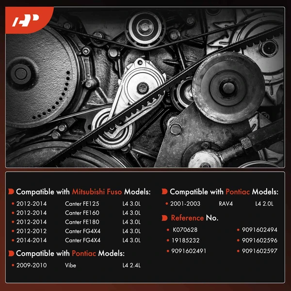 62.76 inch Serpentine Belt for Toyota RAV4 Pontiac Mitsubishi Fuso Canter FE125