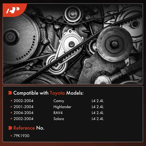 75.98 inch Serpentine Belt for Toyota Camry 2002-2004 RAV4 2004 Highlander Solara