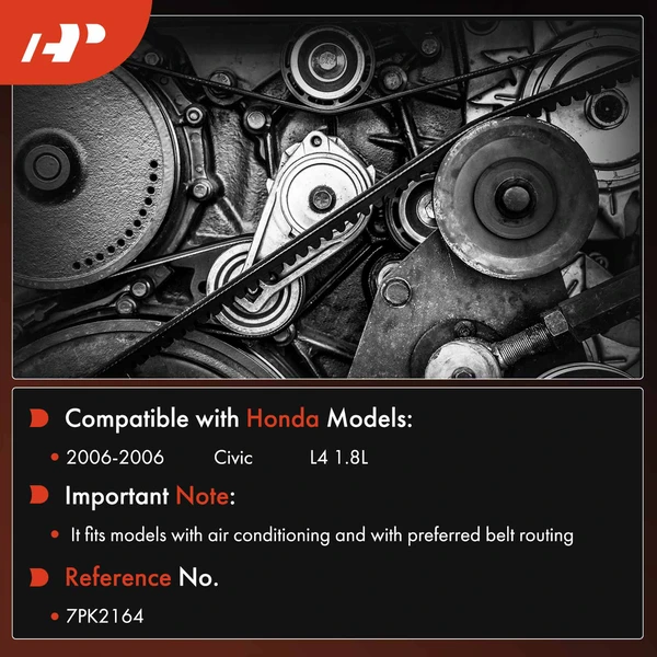 85.13 inch Serpentine Belt for Honda Civic 2006 1.8L GAS CNG with Air Conditioning