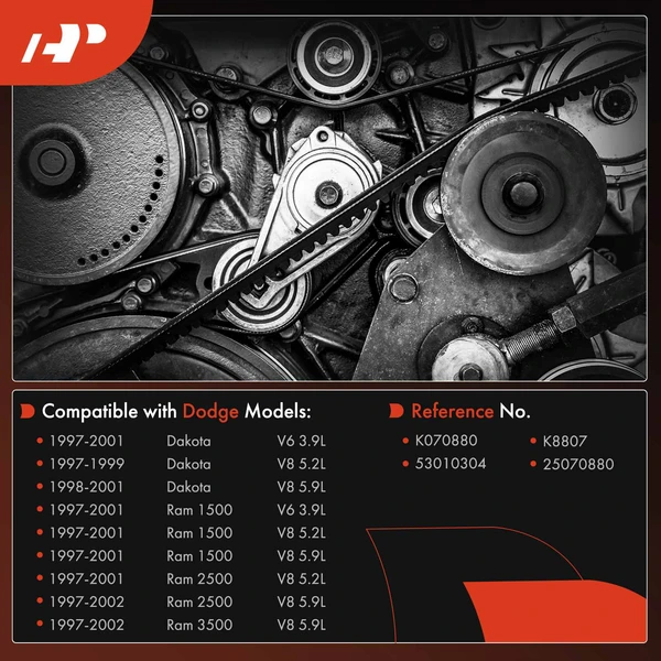 87.99 inch Serpentine Belt for Dodge Dakota 1997-2001 Ram 1500 Ram 2500 Ram 3500