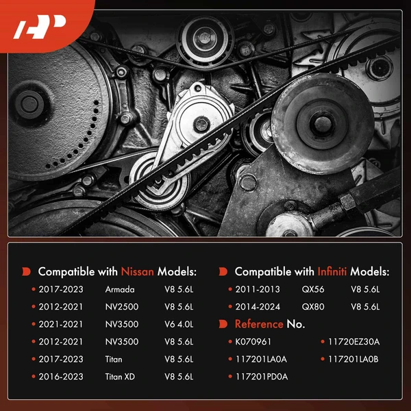 96.2 inch Serpentine Belt for Nissan TITAN Armada 17-23 INFINITI QX80 14-24 QX56