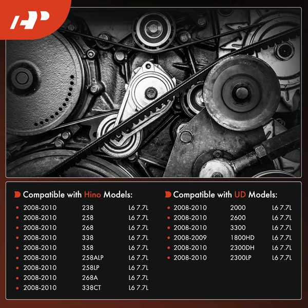 53.95 inch Heavy Duty Serpentine Belt for Hino 238 258 268 UD 1800HD 2008-2010 7.7L