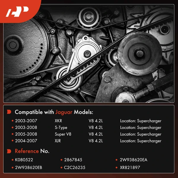 52.24 inch Supercharger Serpentine Belt for Jaguar XKR S-Type Super V8 XJR 4.2L