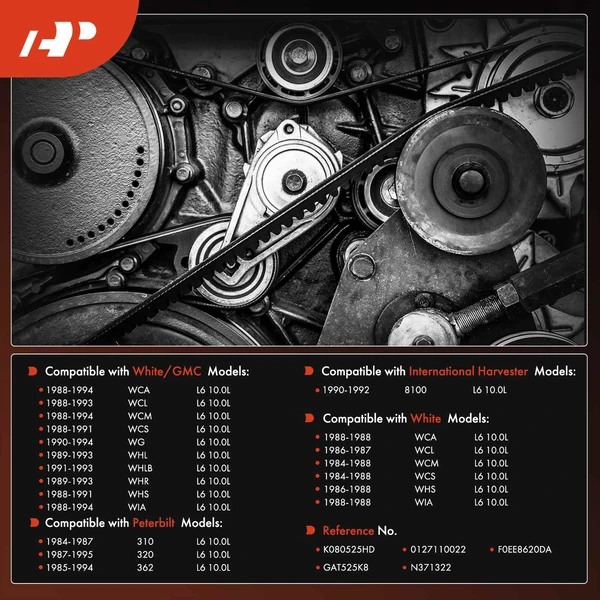 52.6 inch Heavy Duty Serpentine Belt for White GMC WCA WCM 1988-1994 Peterbilt