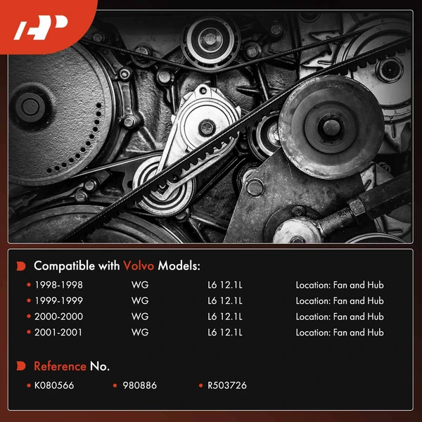 56.61 inch Fan and Hub Serpentine Belt for Volvo WG 1998-2001 L6 12.1L DIESEL 980886