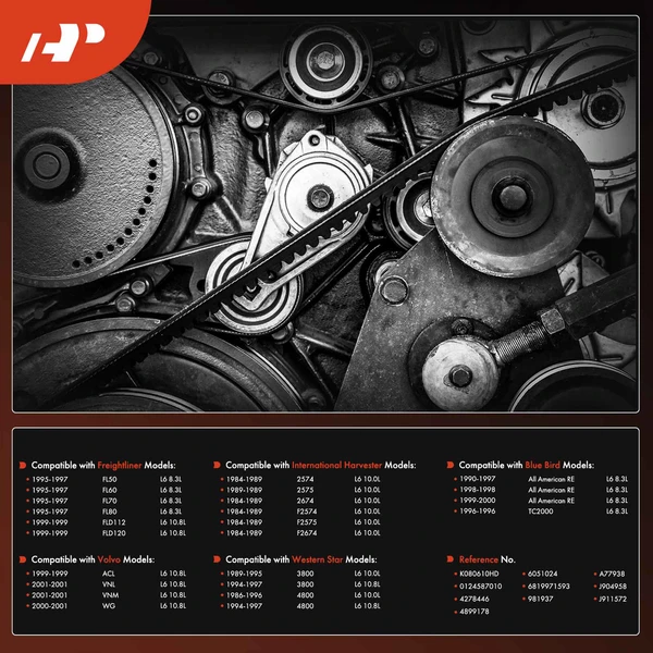 61.22 inch Heavy Duty Serpentine Belt for Freightliner Volvo Western Star Blue Bird