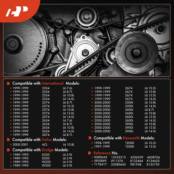 64.67 inch Serpentine Belt for Dodge D250 W250 Volvo ACL International Harvester