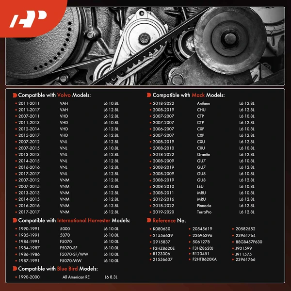 63.04 inch Serpentine Belt for International Harvester Volvo VAH Mack Blue Bird