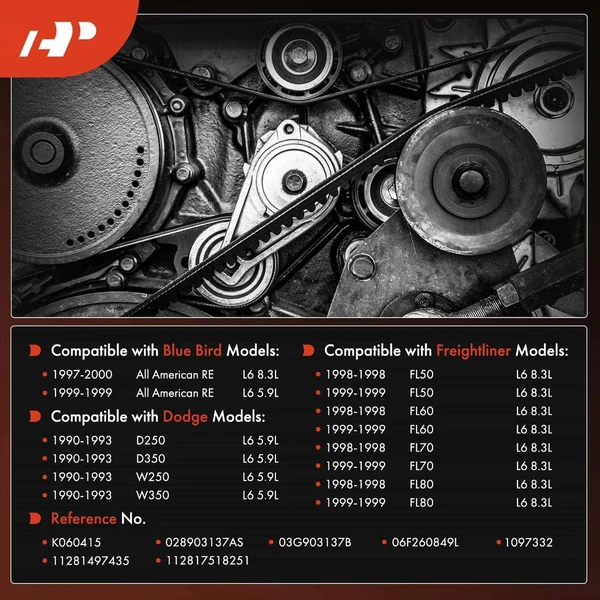 63.74 inch Serpentine Belt for Dodge D250 W250 Freightliner FL50 FL60 Blue Bird